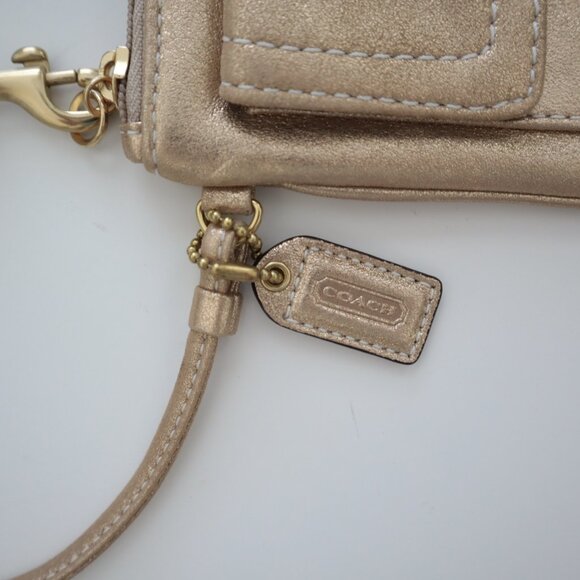 Coach Metallic Gold Wristlet with Buckle - Picture 2 of 6